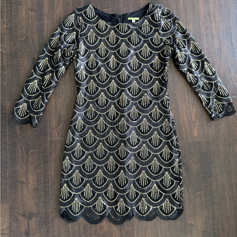 Gianni Bini Black Dress with Gold Sequins